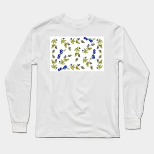 Blueberries Stem Leaves Long Sleeve T-Shirt